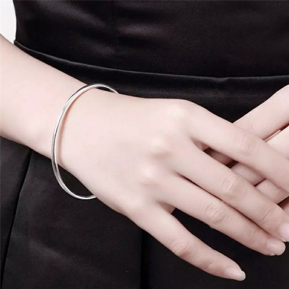 SOLD OUT RESTOCKING!! 925 Silver Smooth Cuff Bangle Bracelet - Picture 8 of 16